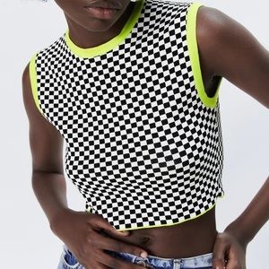 Zara Plaid Knit Top